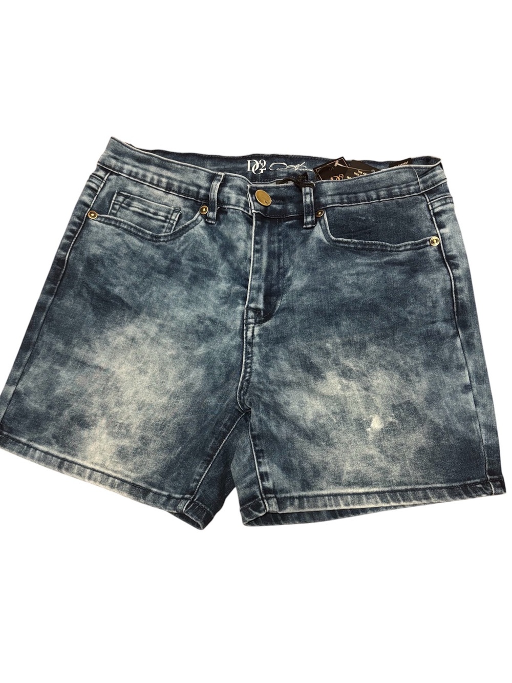 DG2 by Diane Gilman Blue Acid Wash Denim Shorts